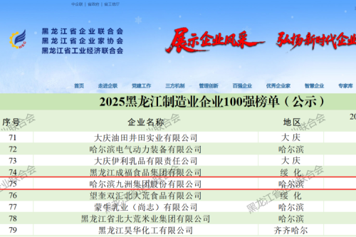 喜報！九洲集團連續(xù)七年躋身龍江雙百強 以穩(wěn)健發(fā)展續(xù)寫榮譽篇章